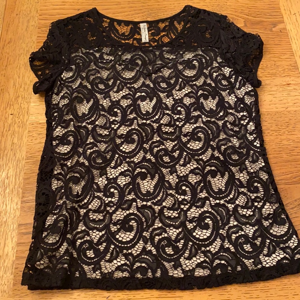PenSeption top. Black detail with cream camisole underneath.